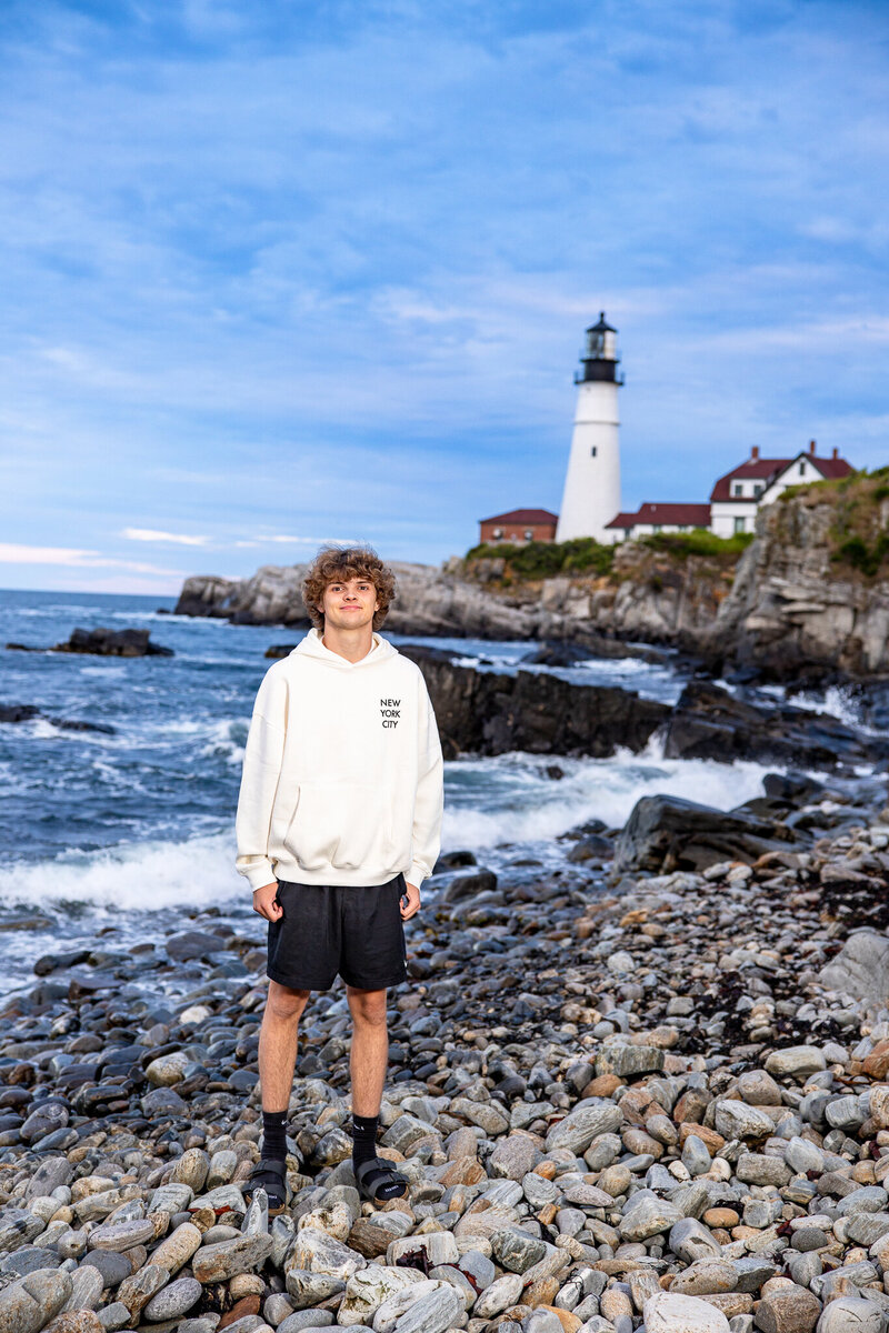 Maine coastal senior portrait at Portland Head Light — Studio44 North