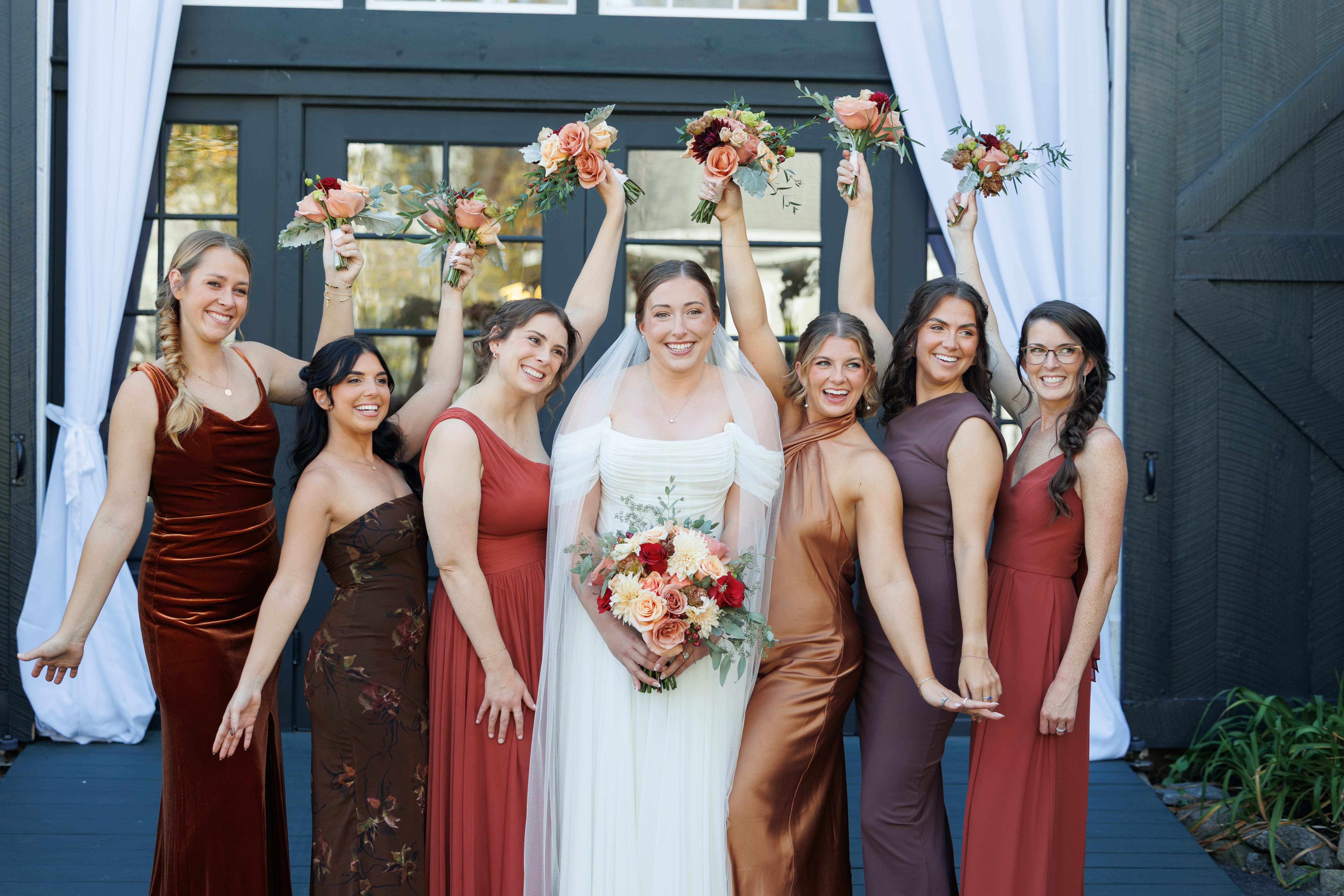 Bride with her bridal party at a Maine wedding — Studio44 North